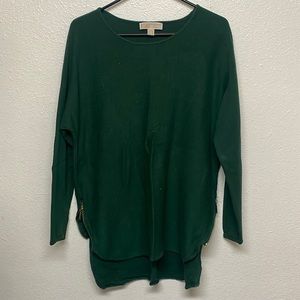 Micheal koors light weight green sweater with gold accents EUC